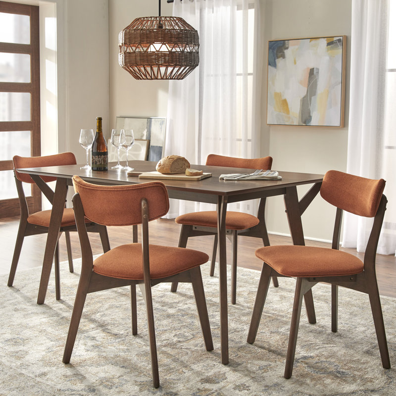 Ensemble de salle à manger Colella, 5 pièces: table, 4 chaises, Orange