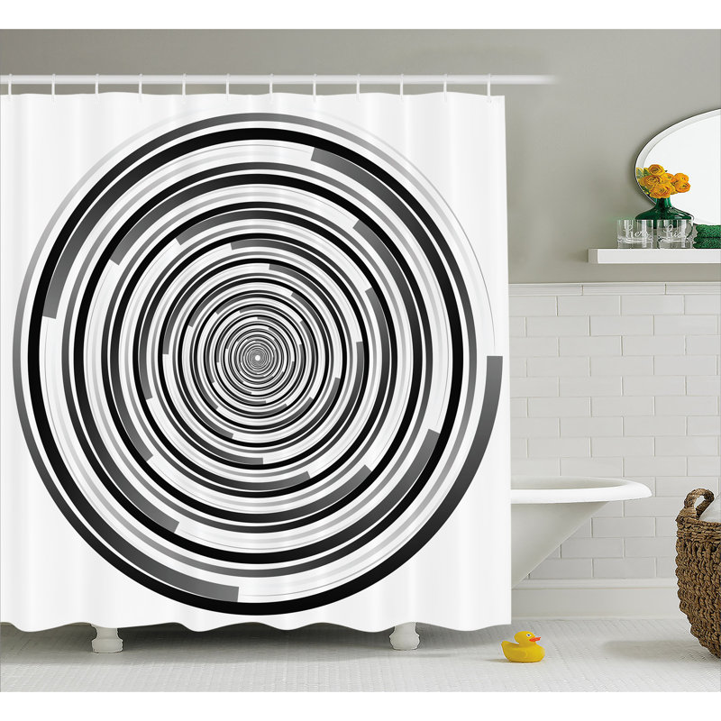 Bima Geometric Shower Curtain with Hooks Included, 69" W x 70" L