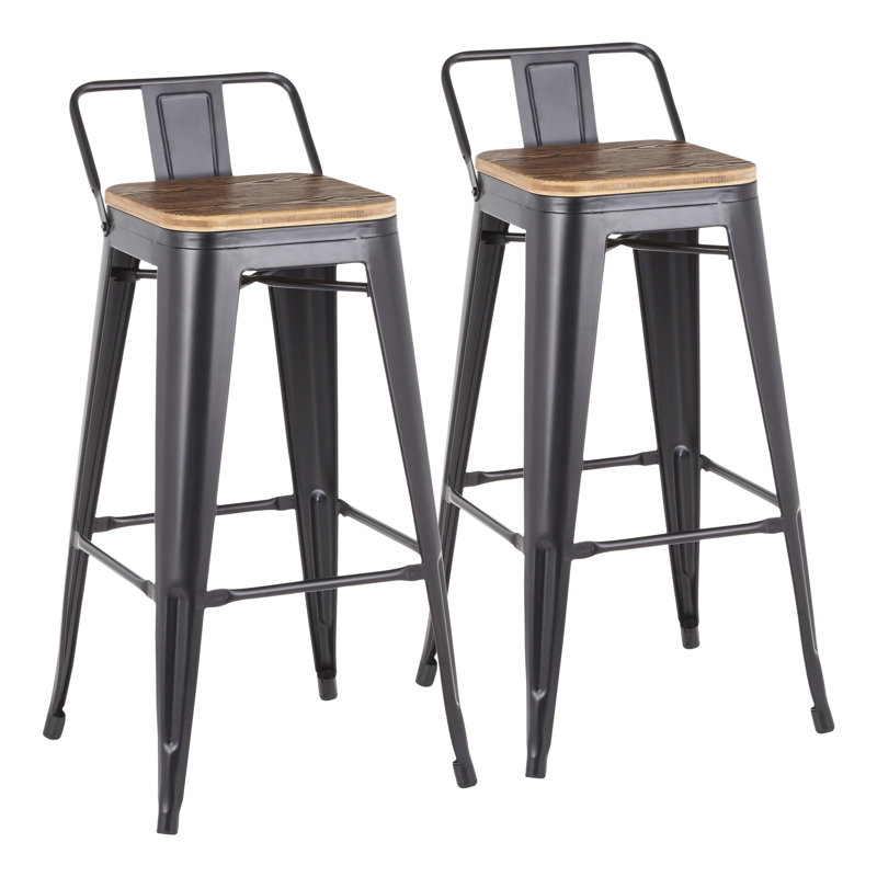Christie Counter Stool with Metal Frame, Black, Brown