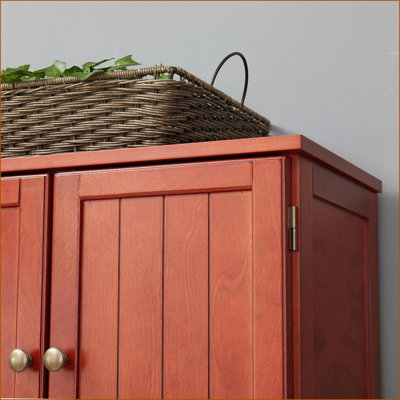 Cabinets 72.4" Tall Storage Cabinet with 8 Doors &amp; 4 Shelves, Cherry | Traditional Style | MDF Construction