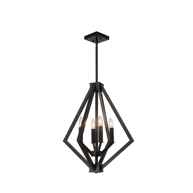 Lustre géométrique à 4 lumières Naoko, Noir