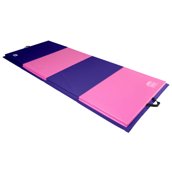 Gymnastics Mat Pink 48 in. x 72 in. x 2 in. PU Thick Folding Rectangle  Panel Exercise Mat for Adults/Kids (24 sq. ft.)