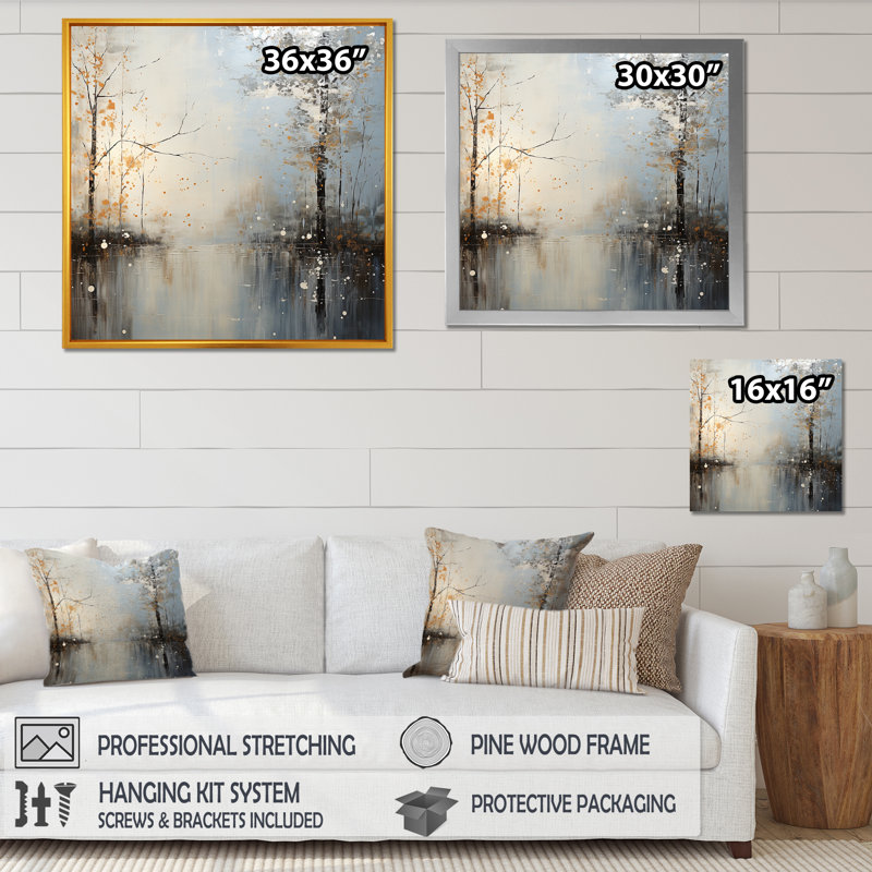 Gris, printemps, forêt, tranquillité I - fruits, art mural, Toile tendue, H 30 po x l 30 po