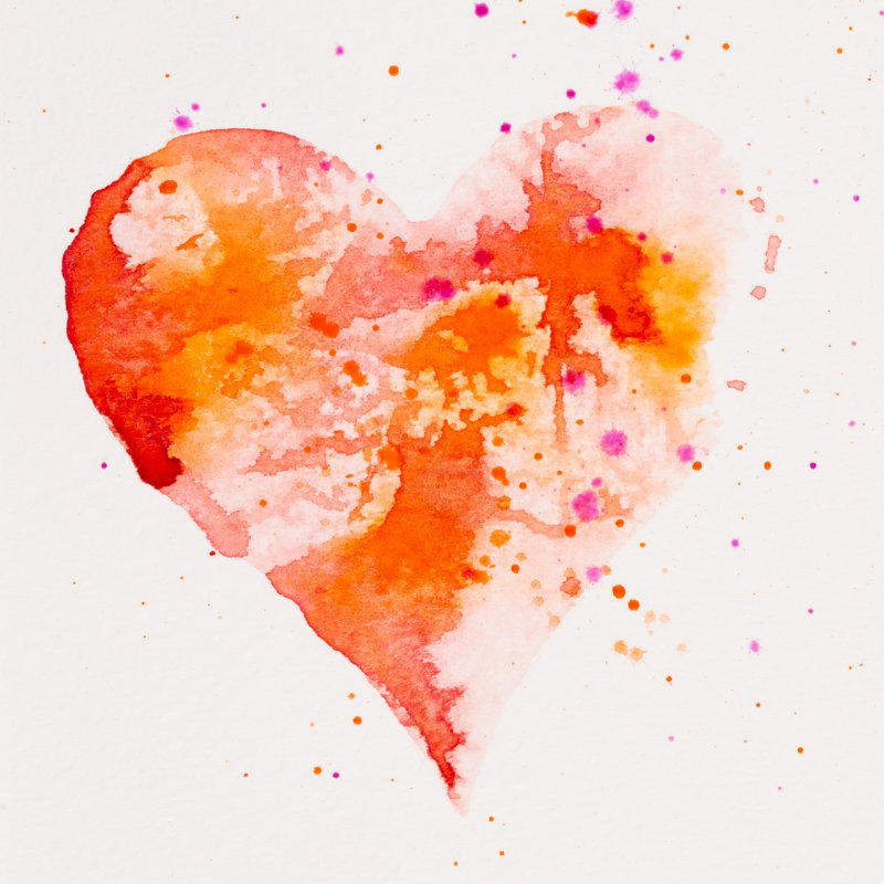 Watercolor Painted Heart - Wrapped Canvas Painting, 76cm H x 76cm W x 3.8cm D
