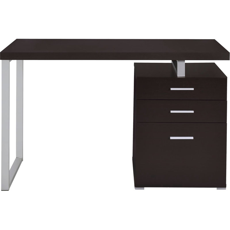 Bureau moderne Cappuccino avec un grand espace de travail et un élégant ordinateur contemporain à finition 3 pour un usage domestique