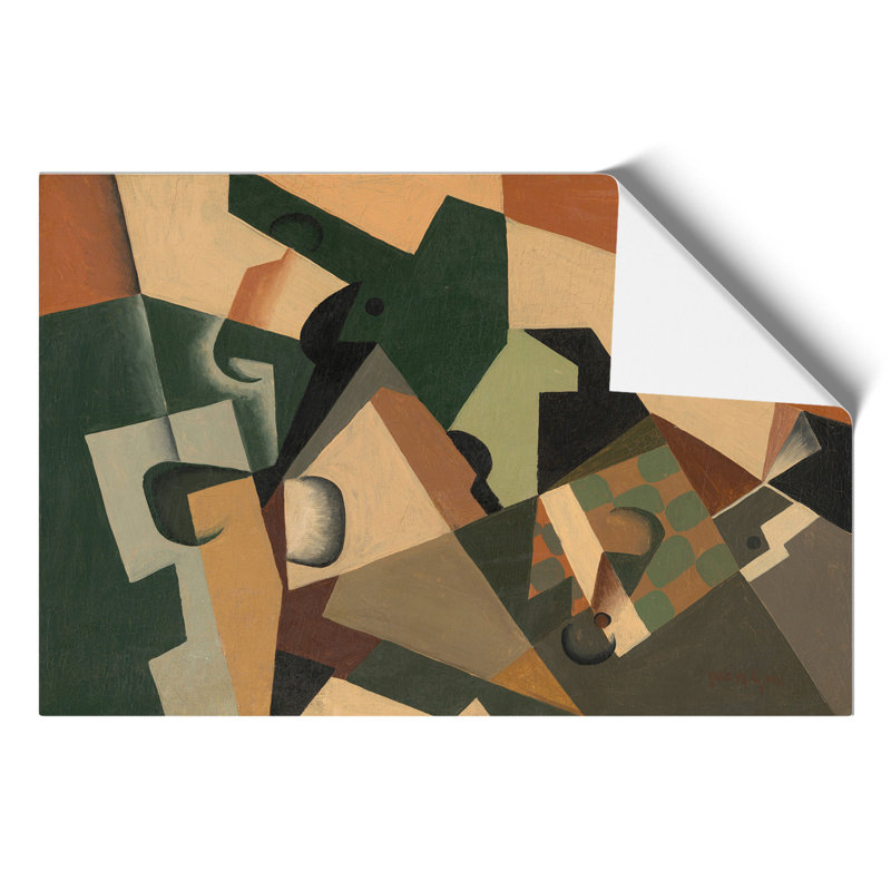 Glass And Checkerboard by Juan Gris - No Frame Painting, 21cm H x 30cm W x 0.1cm D