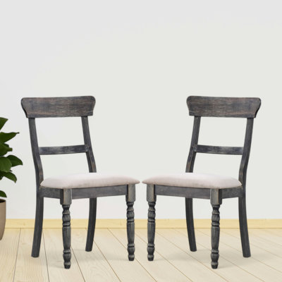 Glennora Light Brown Linen & Weathered Gray Side Chair (set of 2)