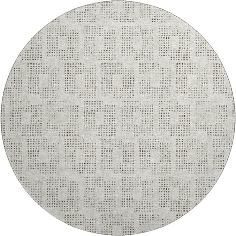 Premium Machine Washable Mayfield AMF33 Geometric Rug, Beige, 8' Round
