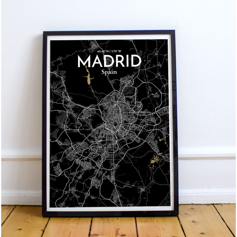 Madrid City Map - No Frame Print, 61cm H x 45.7cm W x 0.13cm D