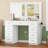 Large Makeup Vanity with 3 Modes Adjustable Brightness Light and Power Outlet, Vanity Desk with 9 Drawers and Glass Desktop-373921602