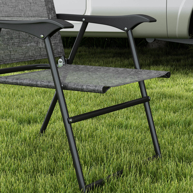 Chaises pliantes grises pour camping et patio, respirantes, de 4 chaises Zero Gravity avec table, filet portatif et respirant, gris, 2