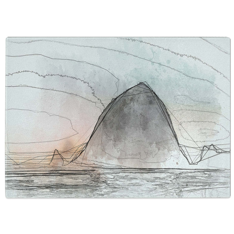 Tempered Glass Birds Flying over the Beach Chopping Board, 28.5 cm W x 20 cm L