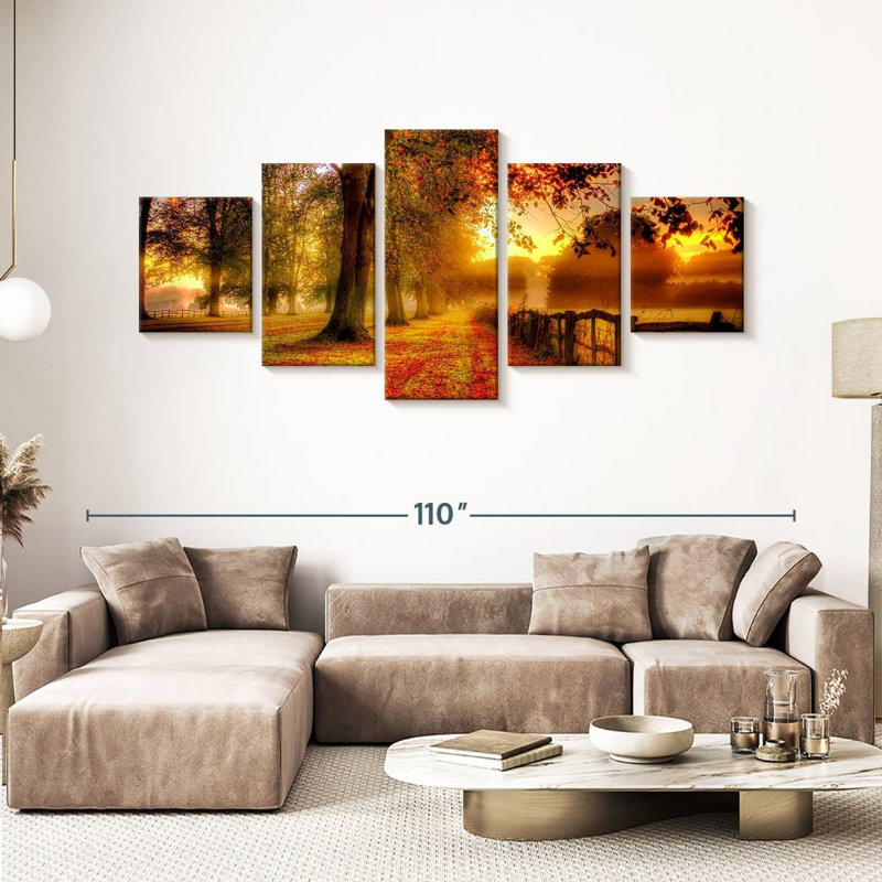 Ensemble de 5 pièces New England Fall On Canvas, H 92 po x l 42 po x P 1,25 po