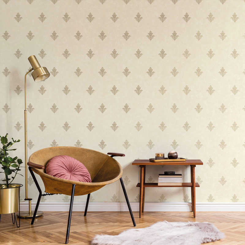 Emporium 10m x 53cm 3D Embossed Metallic Finish Wallpaper Roll, Cream/Gold