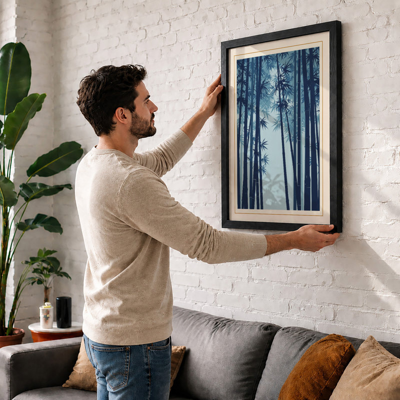 Quiet Bamboo Japandi - Framed Print, A3 - 42.0 x 29.7 cm, White