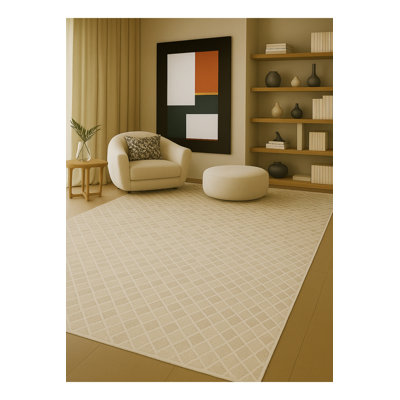 Tapis beige tissé à carreaux Mosso