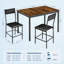 Ensemble de table de salle à manger 3 pièces industriel, table rectangulaire rustique en grain de bois rétro avec 2 chaises rembourrées en polyuréthane noir, mobilier de coin-repas en métal compact pour petit appartement