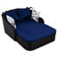 Lit de bronzage d'extérieur avec auvent réglable et coussin tendance - Coussin noir et bleu 79,9 po-1184413247