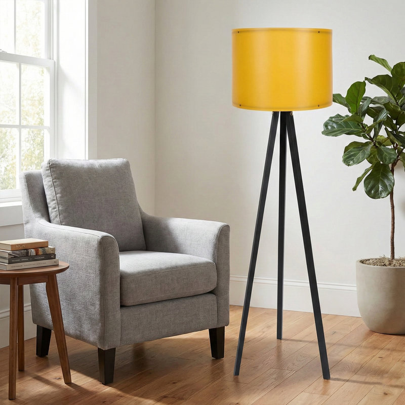 Lampe trépied 57 po Kisa, Noir, Jaune
