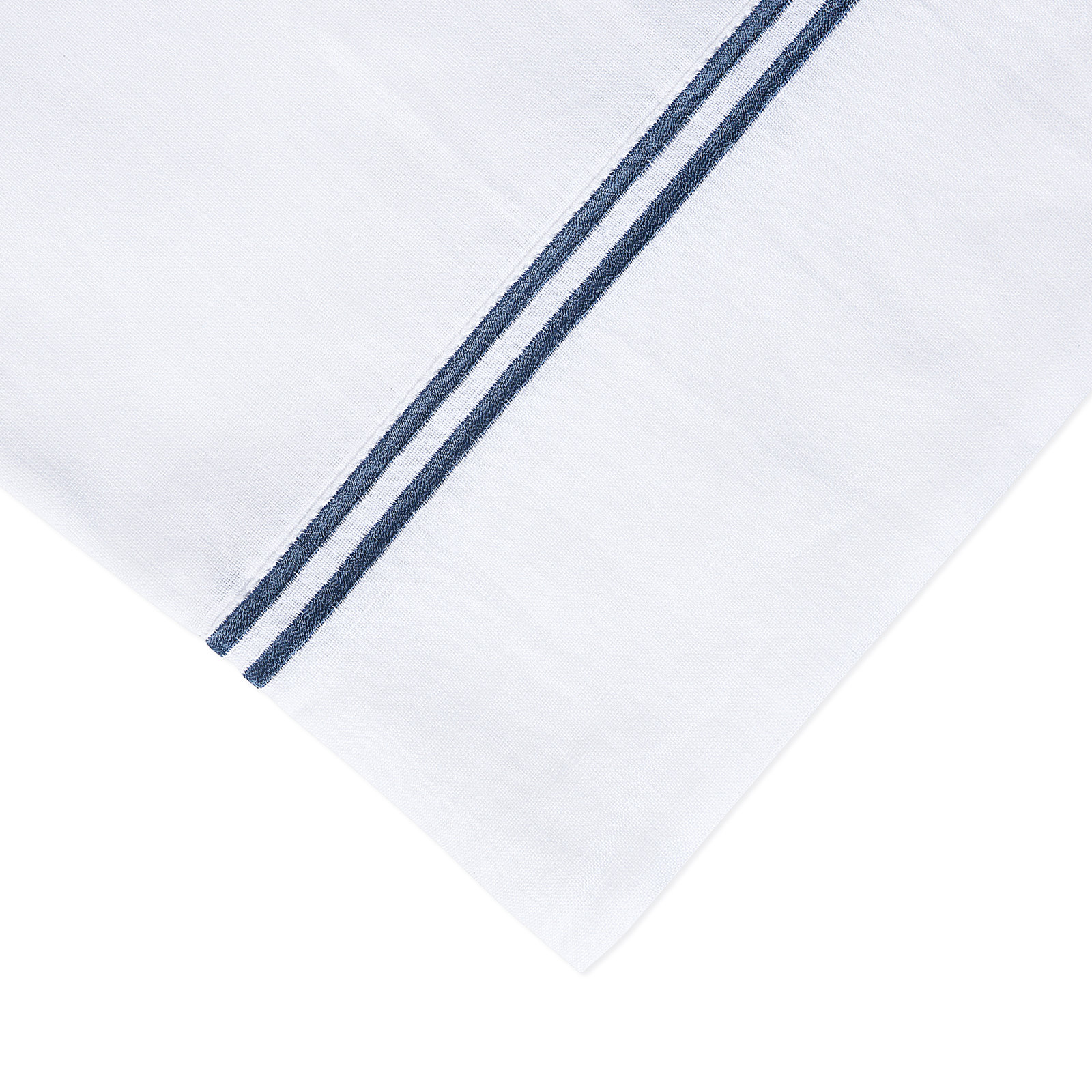 Benin 100% Linen Sheet Set, Queen Sheet Set + 1 Fitted Sheet + 2 Pillowcases, White/Blue