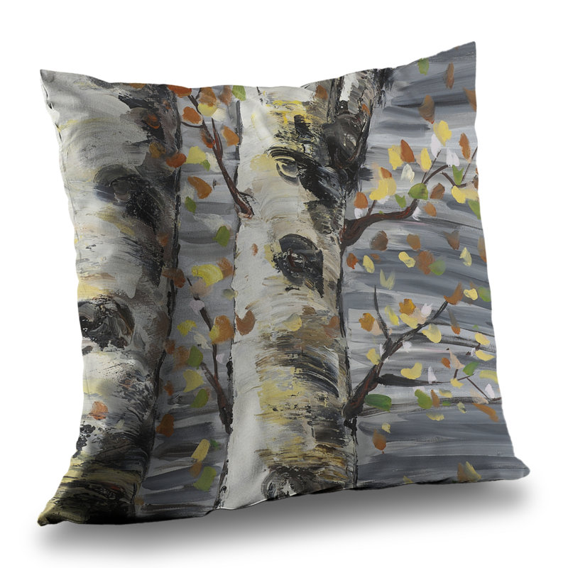 Budding White Birches - Office Gray Poly Twill Throw | Home Decor