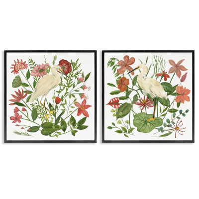 «Egrets Color Pop Flowers», ensemble de 2 giclées par Melissa Wang