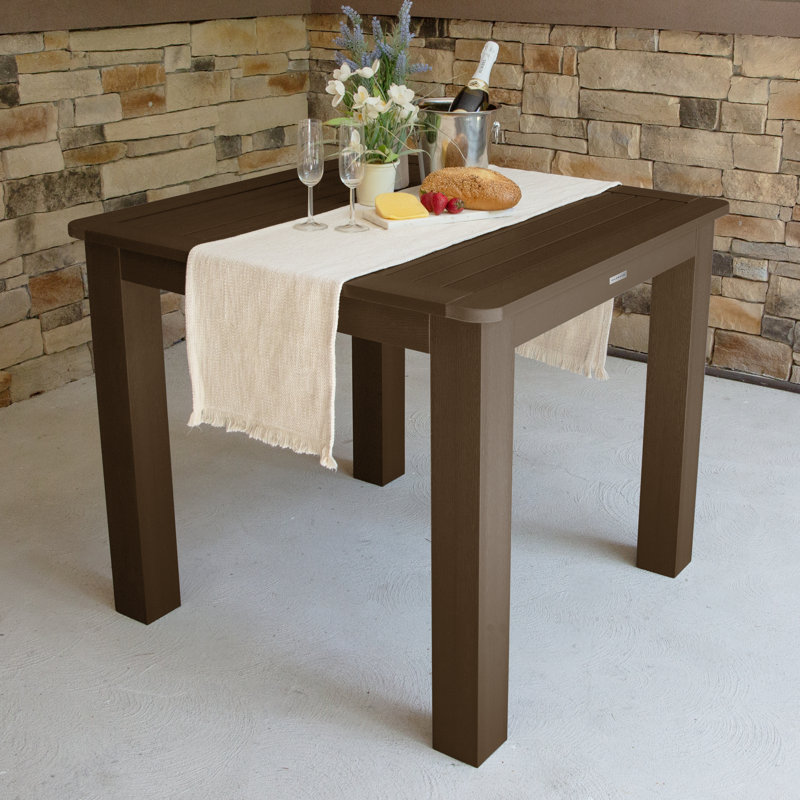 Highsmith Rectangular Outdoor Dining Table With Umbrella Hole , in. W 42'' in. D, Weathered Acorn, 36" H x 42" W x 42" D