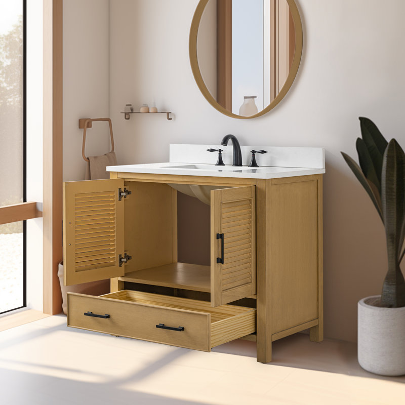 Ensemble de meuble-lavabo simple 36 po, Chêne