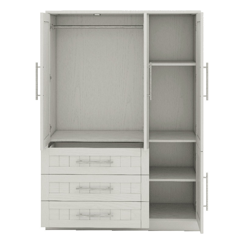 Armoire penderie avec 4 portes et 3 tiroirs, Blanc