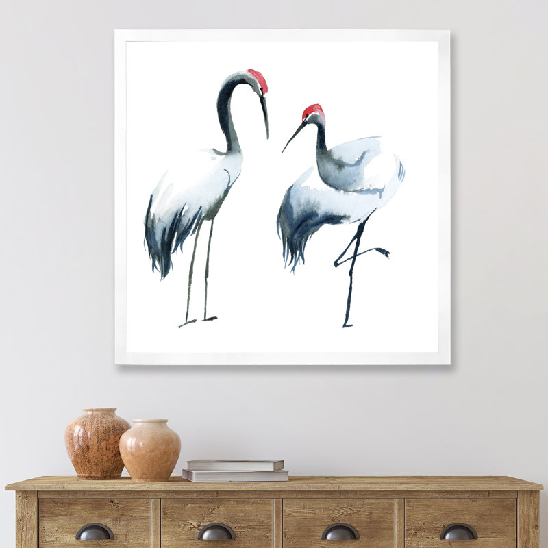 Deux ombrelles noires et blanches - Peinture sur toile encadrée, Cadre blanc, H 30 po x l 30 po x P 1 po