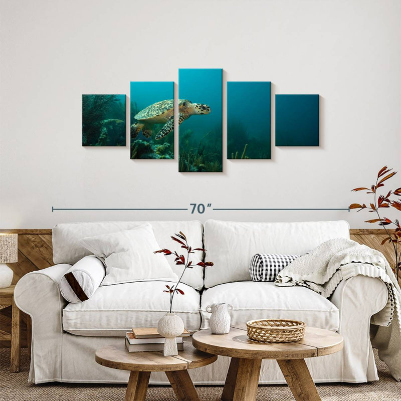 Caribbean Hawksbill Sea Turtle, 24" H x 55" W