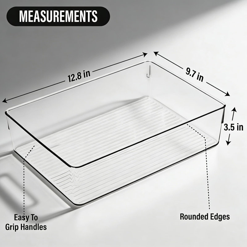 Bacs de rangement en plastique transparent pour l'organisation d'un garde-manger et d'un réfrigérateur, contenants robustes empilables sans BPA pour le rangement à domicile