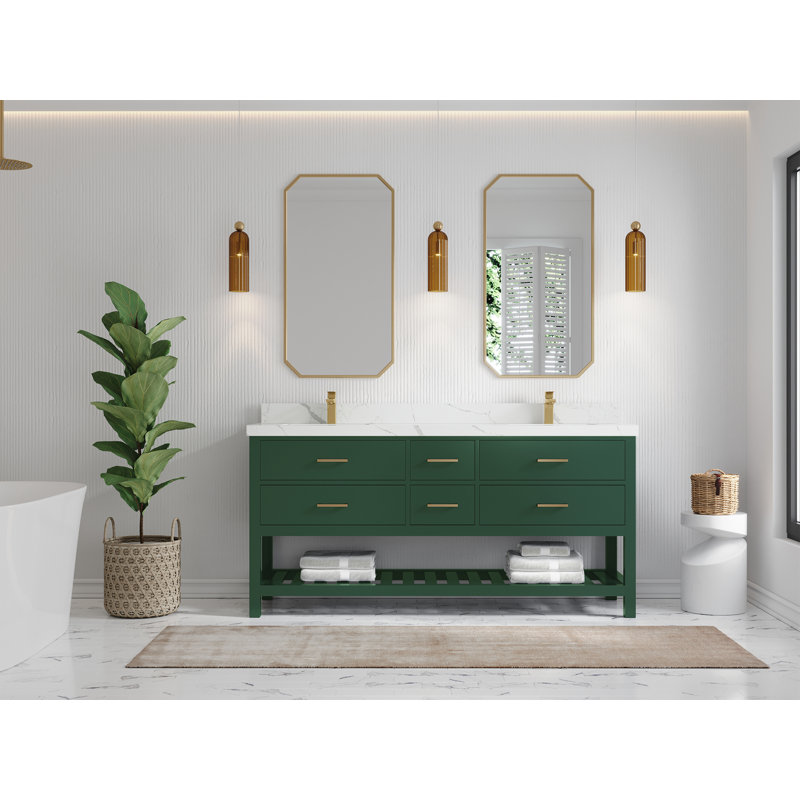Parker 72'' Double Bathroom Vanity with Top, Calacatta Laza