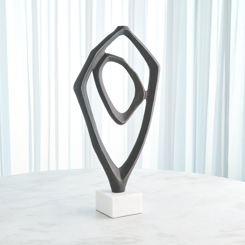Interplay Sculpture-Bronze, White/Brown/Black