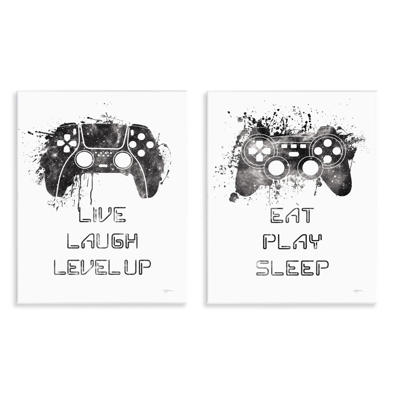 «Gamer Play Splash Controllers», ensemble de 2 plaques murales par Mary Urban