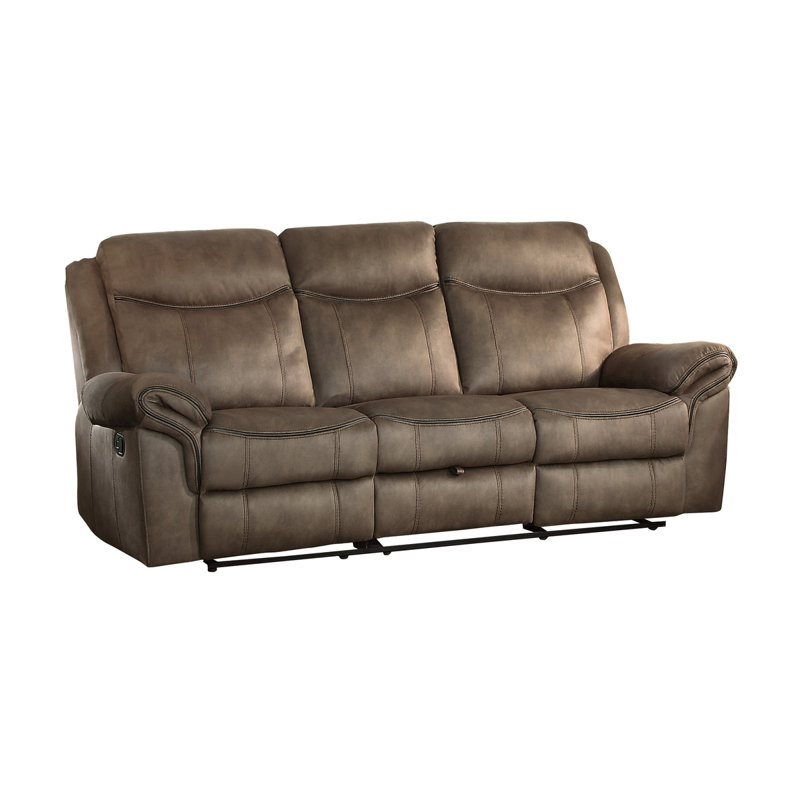 Canapé inclinable manuel moderne et contemporain de 88,5 po Bayshore avec porte-gobelets rabattables, récipients, tiroir caché et ports USB