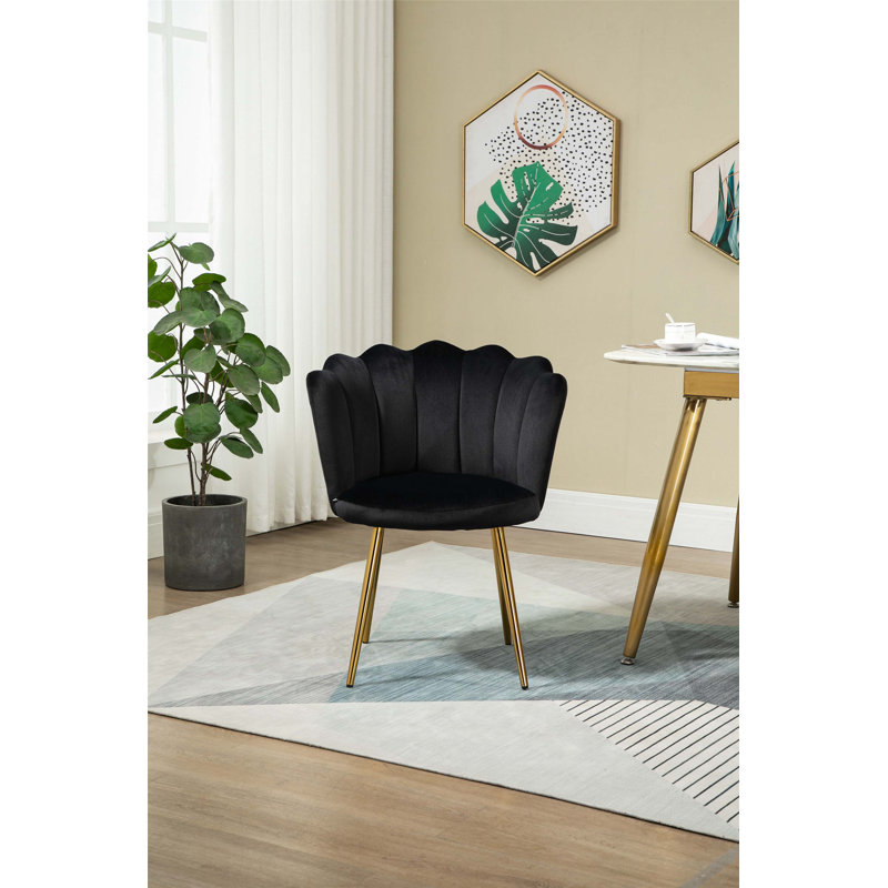 Fauteuil demi-tonneau de 22,8 po Marjeanne, Polyester noir