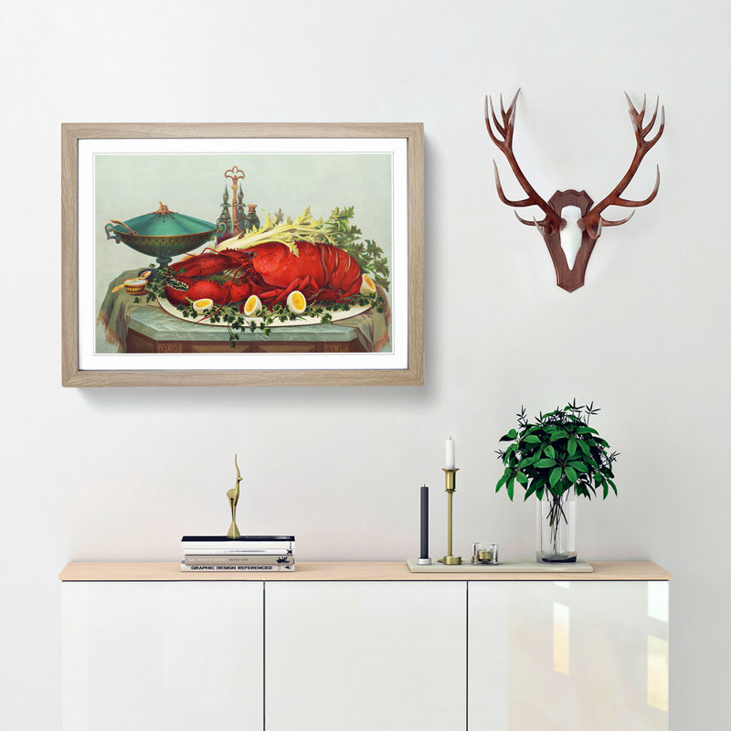 Still Life with Lobster - Framed Print, Oak Framed, 48cm H x 65cm W x 2cm D