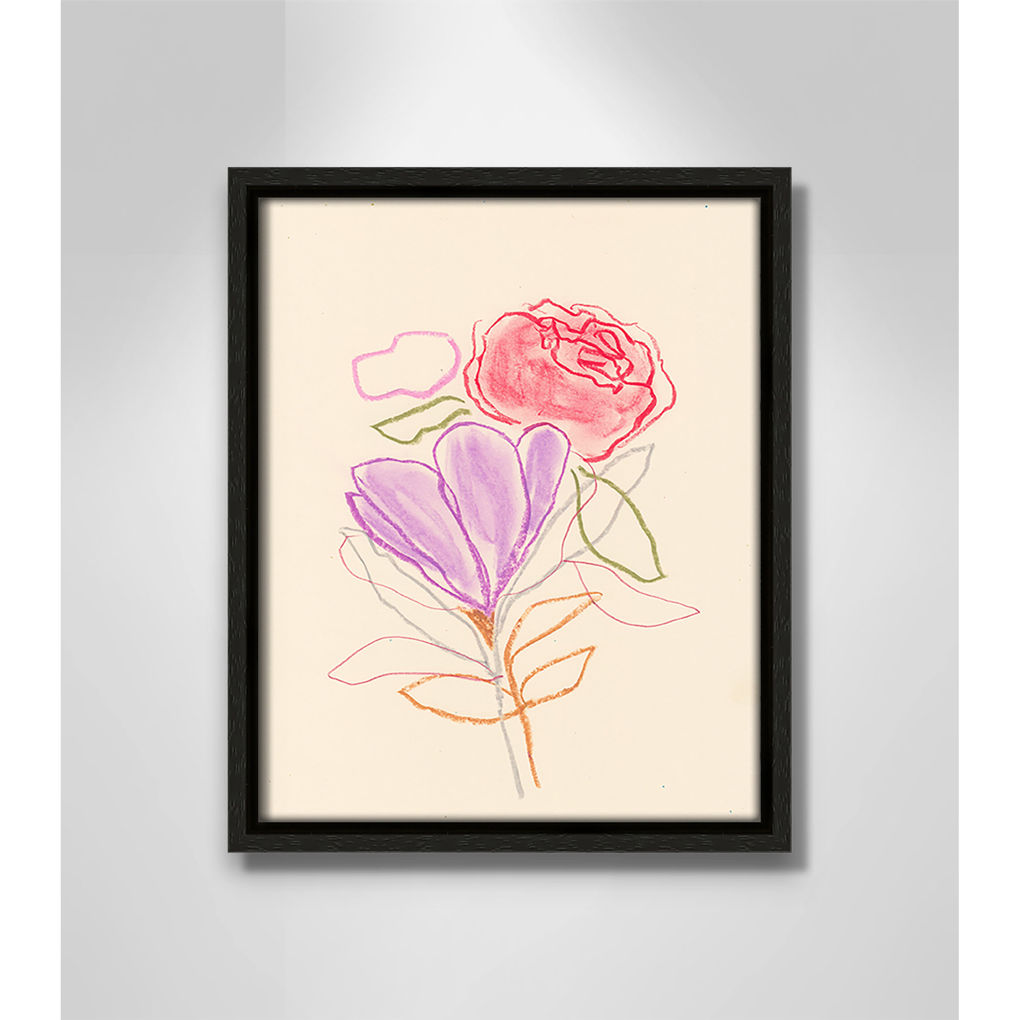 Simple Floral III Print by Bea Dina, No Mat, 11.5" H x 9.5" W x 2" D, Espresso Floater Framed Canvas