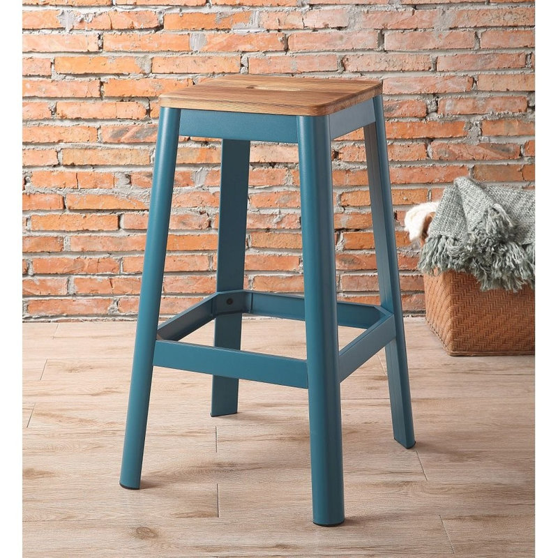 Tabouret 30 "en bois massif, Sarcelle
