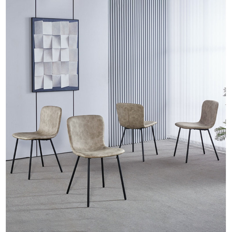Mose Upholstered Dining Chair Set, Black, 4
