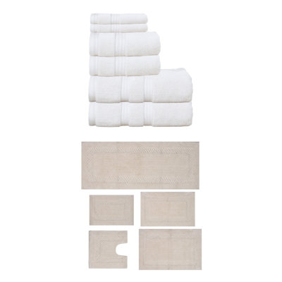 Bublitz Classy Bath Mat 100% Soft Cotton Bath Towel Set & Bath Rug Combo