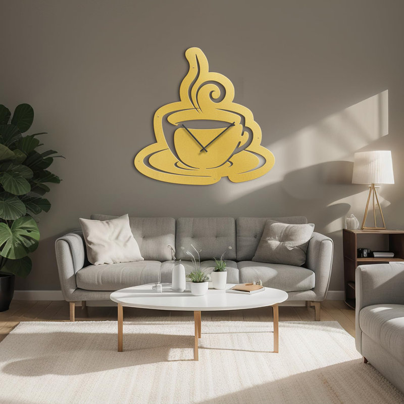 Metal Wall Clock, Gold, 30" W x 30" H