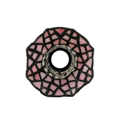 L 4 po x H 5,5 po Tiffany Pond - abat-jour rose et blanc