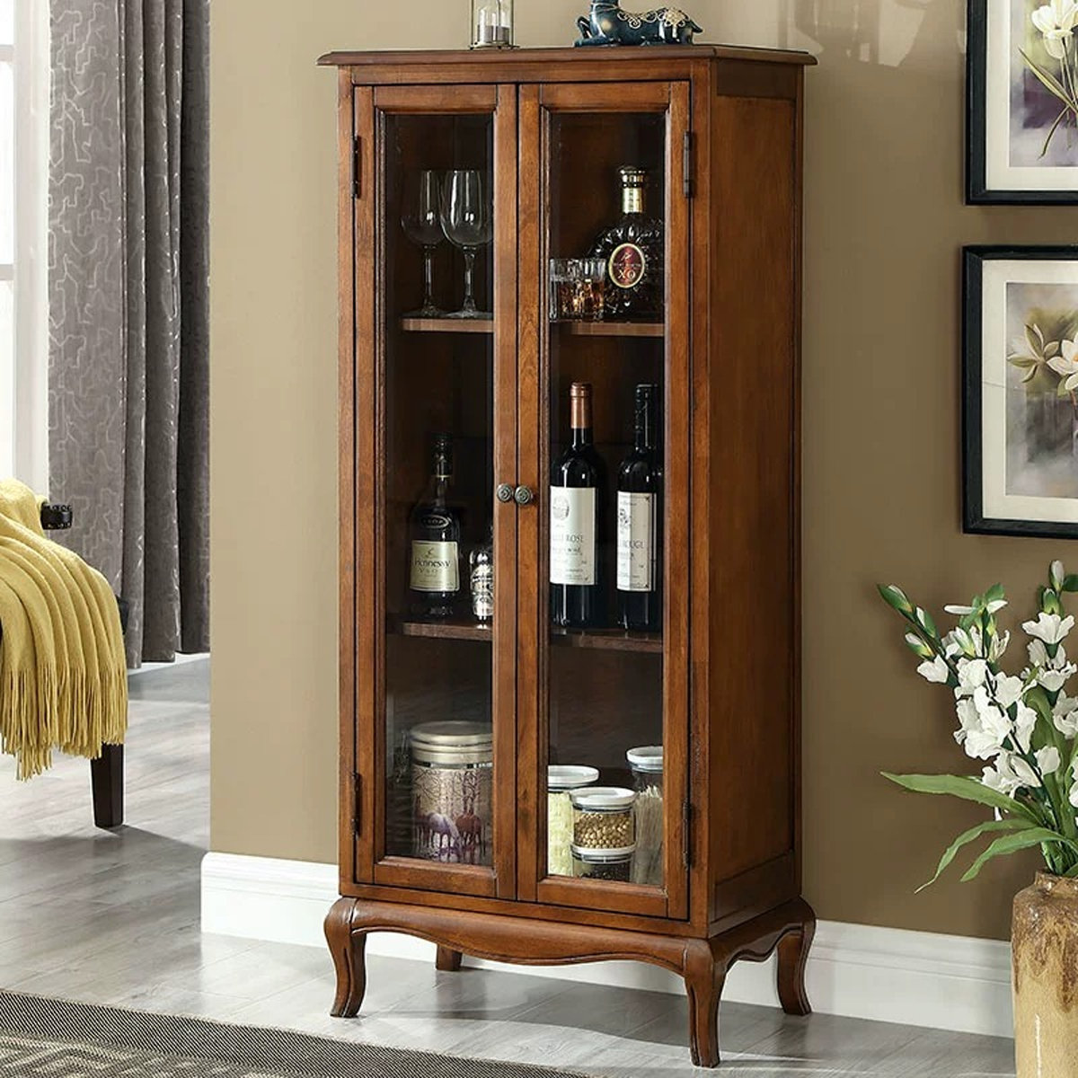junming Nut-brown Solid Wood + Tempered Glass Display Cases - Wayfair ...
