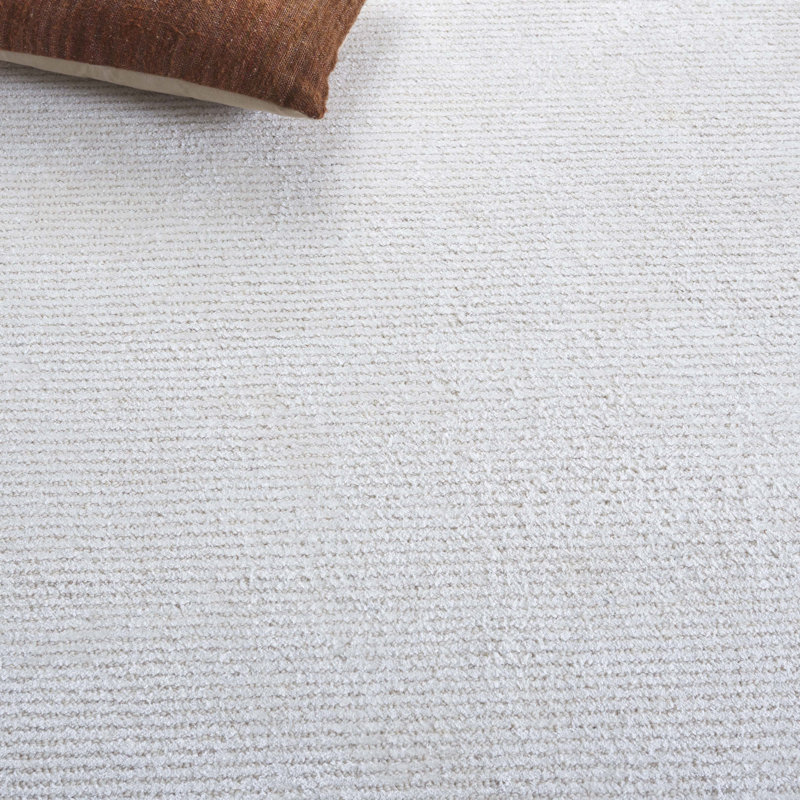 Mirash Hand Tufted Viscose/Wool/Cotton Solid Colour Rug in Ivory, Rectangle 6' x 9'