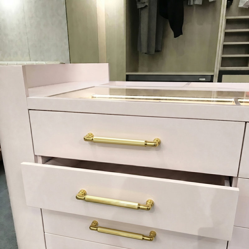 Poignée de meuble tubulaire rainurée, 5", Rich Gold