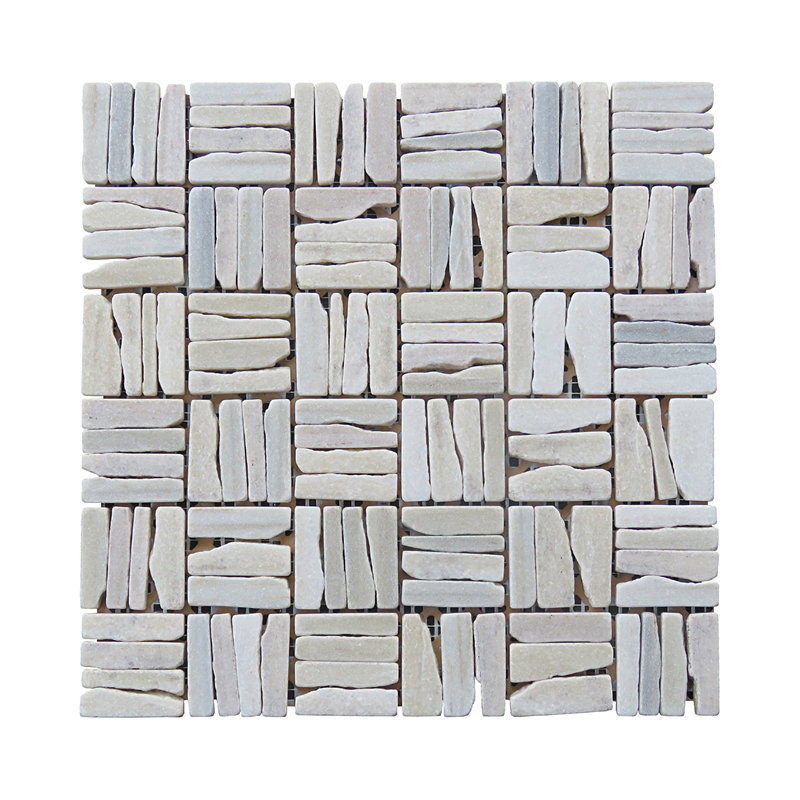 Landscape Wonder 0.75" x 2" Natural Stone Grid Mosaic Wall & Floor Tile, White