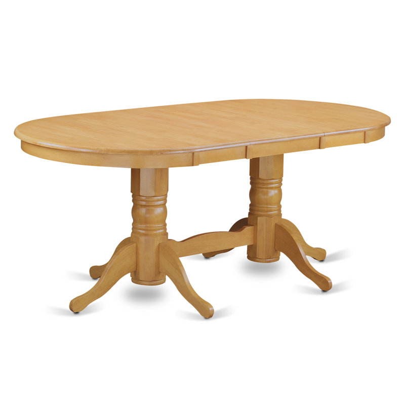 7 Piece Kitchen Table Set Consist of an Oval Dining Table with Butterfly Leaf and 6 Linen Fabric Dining Room Chairs, Oak, Oak