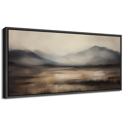 Neutral Brown Artwork, Abstract Mountain Landscape Wall Pictures, Giclee Canvas Digital Print Extra Large Framed Wall Art